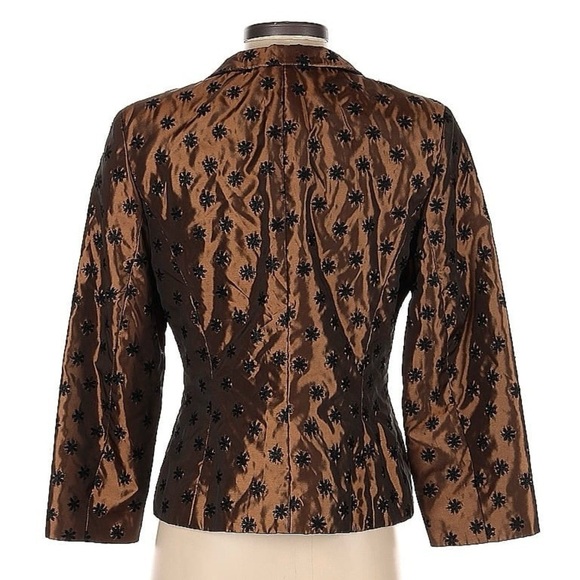 Juliana Collezione Bronze Floral Ruched Brocade Evening Jacket Size 4 - Picture 2 of 5